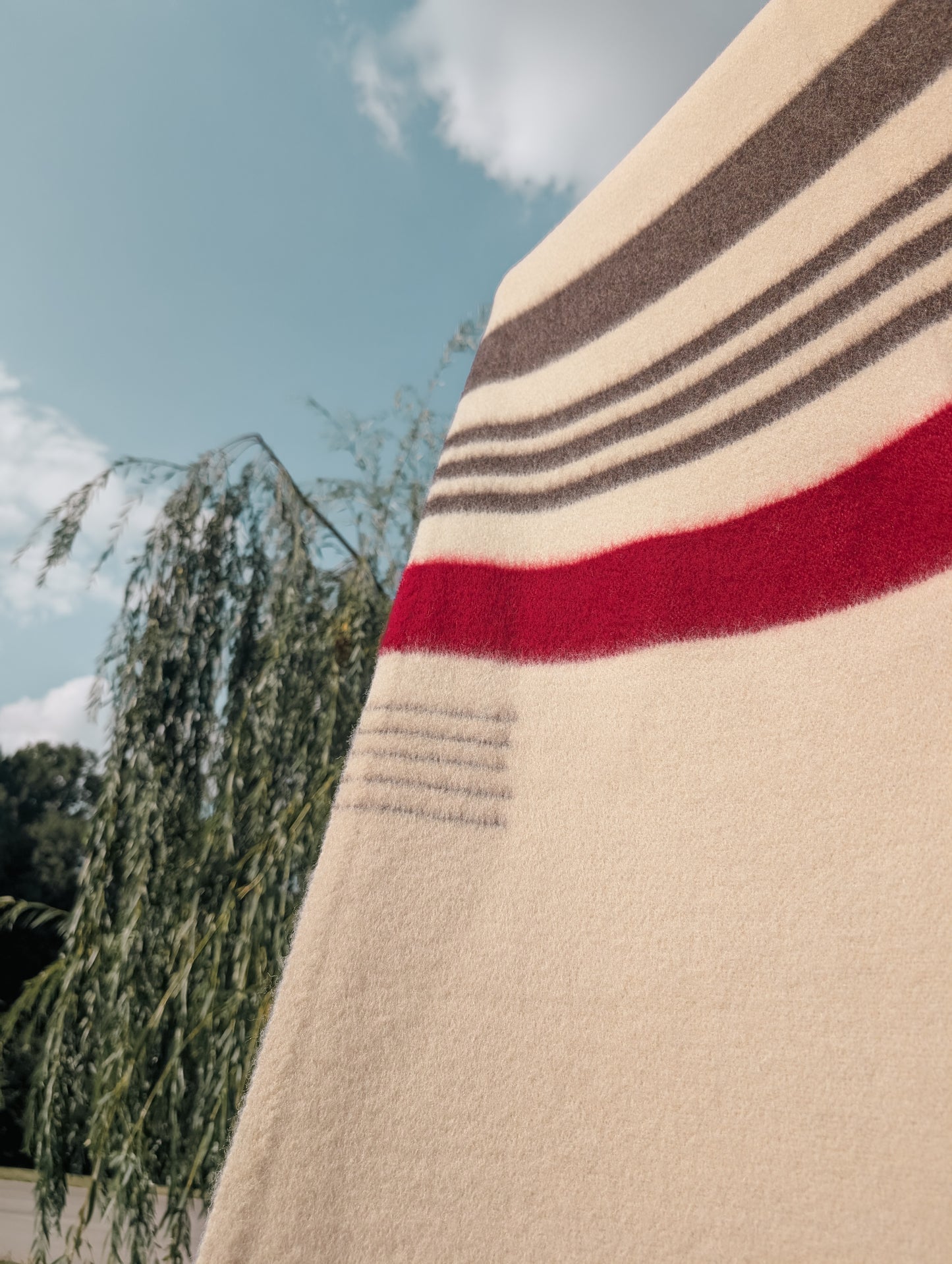 Frontier heritage ivory striped wool throw for vintage, scandinavian, rustic and minimalistic home decor style