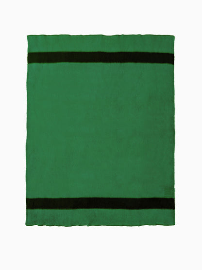 Top-down flat view of the green Blanket No. 1 virgin wool blanket throw.