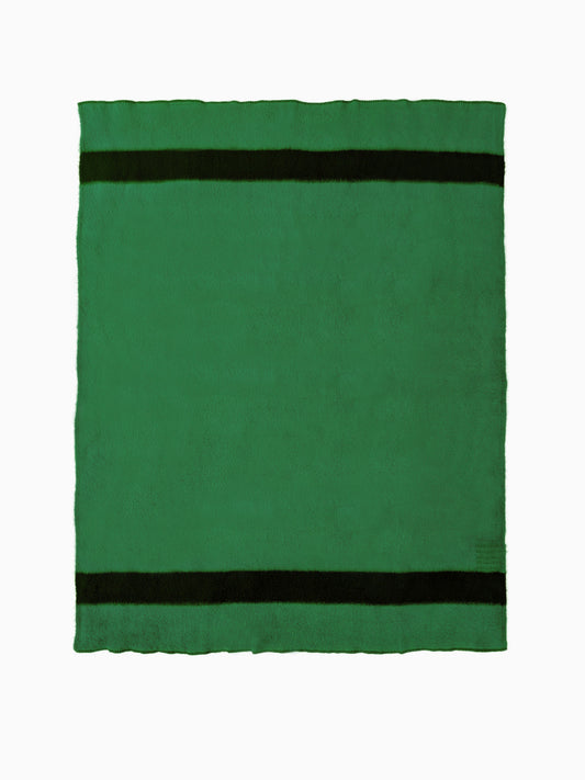 Top-down flat view of the green Blanket No. 1 virgin wool blanket throw.