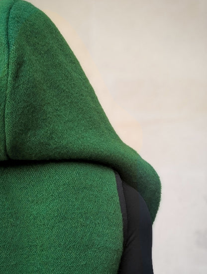 Men's Long Hooded Wool Vest - Green