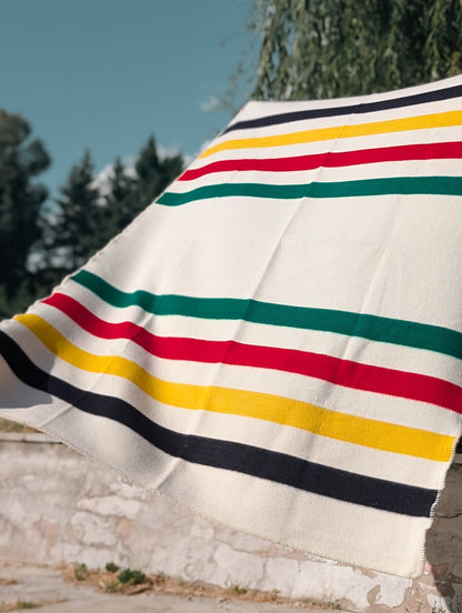 An off white Frontier inspired wool blanket suitable for rustic and heritage home decor
