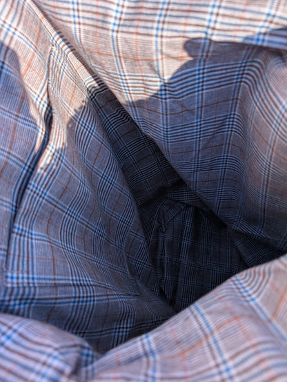 Close-up of plaid cotton lining with a focus on texture and pattern